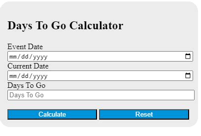 days to go calculator.
